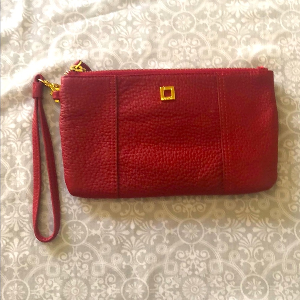 Lodis leather wristlet. Red.